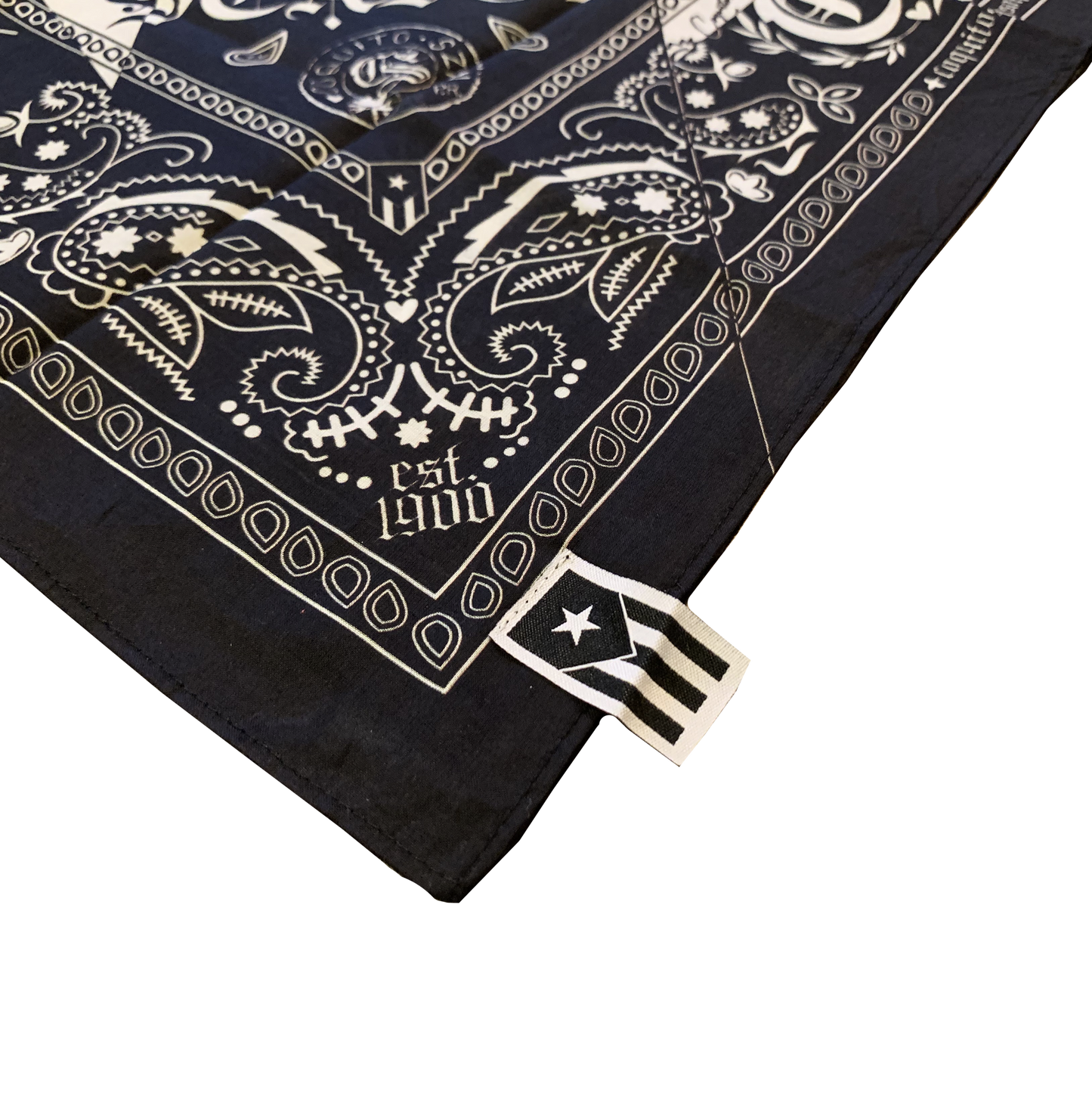 B2 - Bandana Puerto Rican Flag 🇵🇷 | Black Out | Premium 100% Cotton