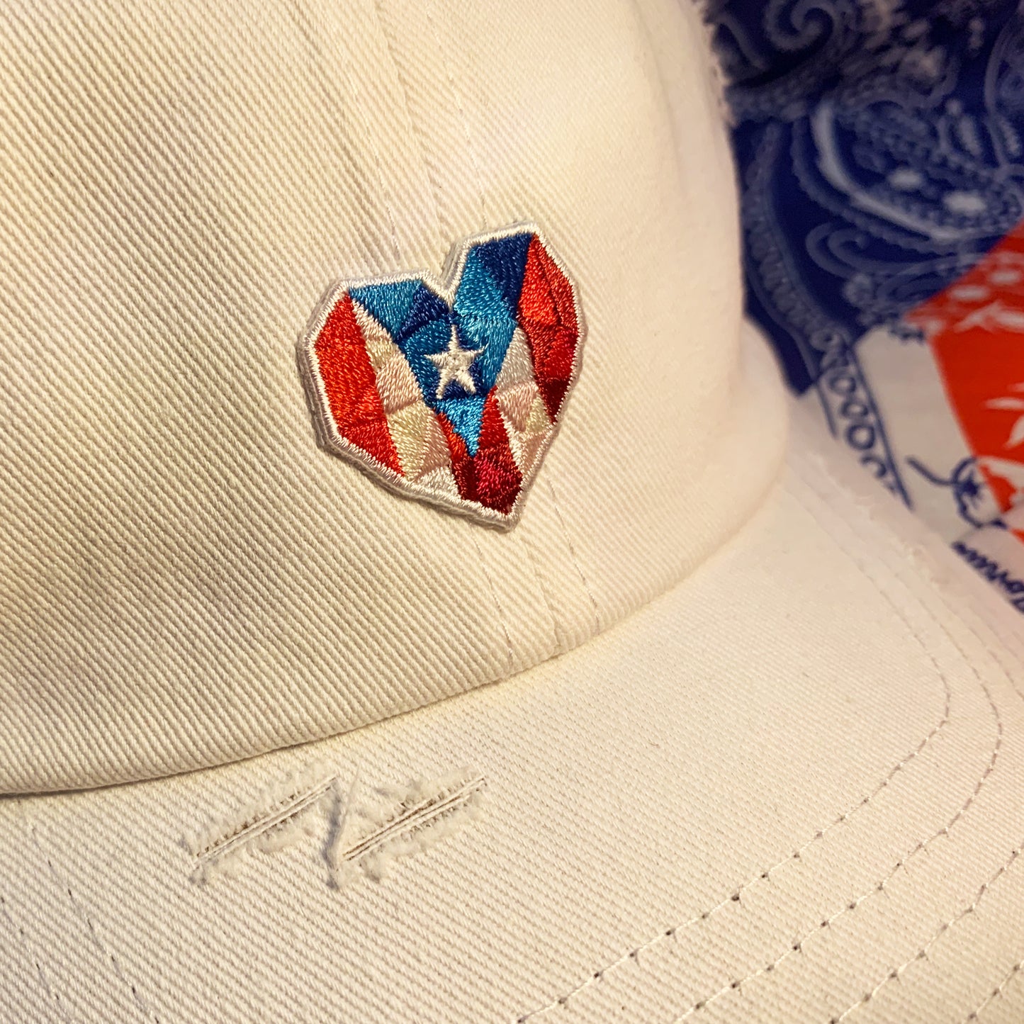 A3 - Mi Corazón Borincano - Distressed Dad Hat (Bori Blanco - Grito de Lares)
