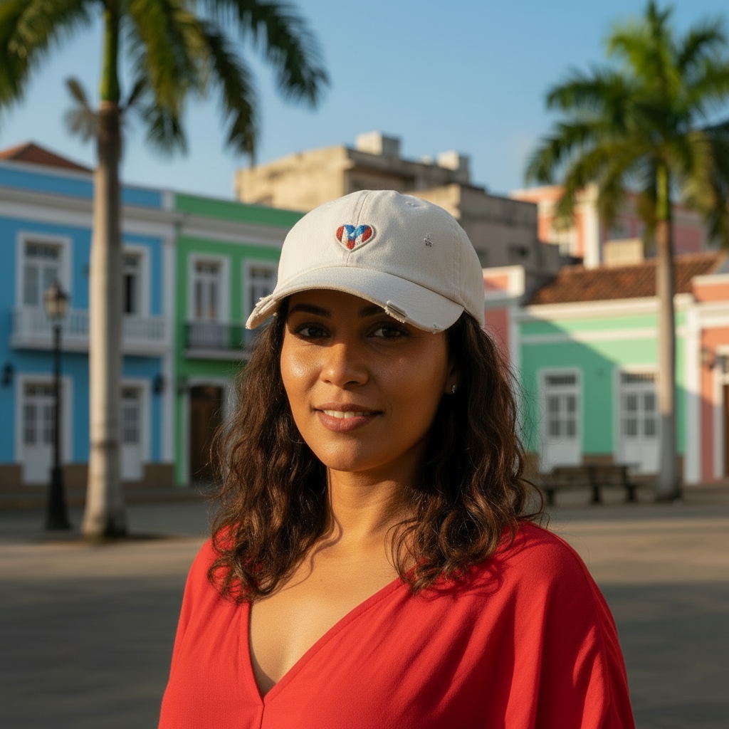 A2- Mi Corazón Borincano - Distressed Papi Hats (Blanco)