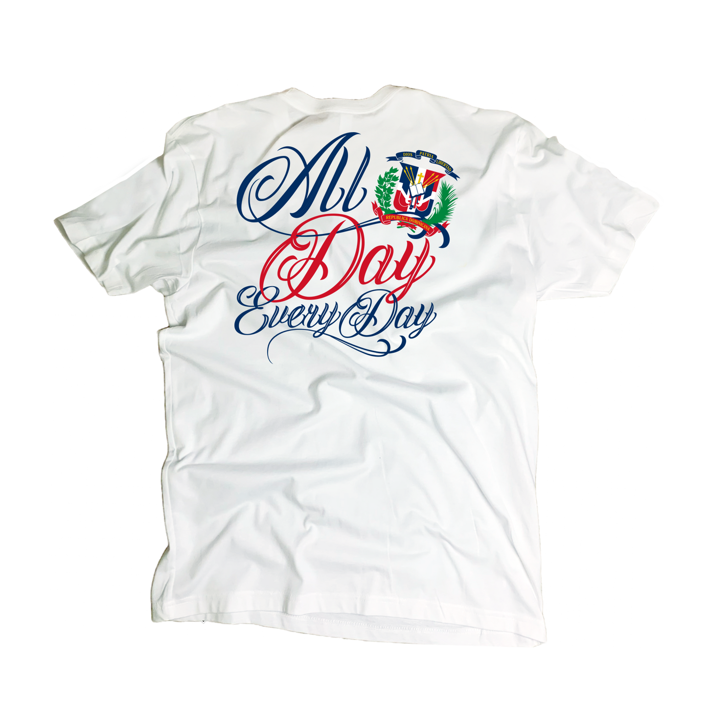 B5 - Dominican Pride Shield Logo Tee – “All Day, Every Day” Graphic T-Shirt 🇩🇴