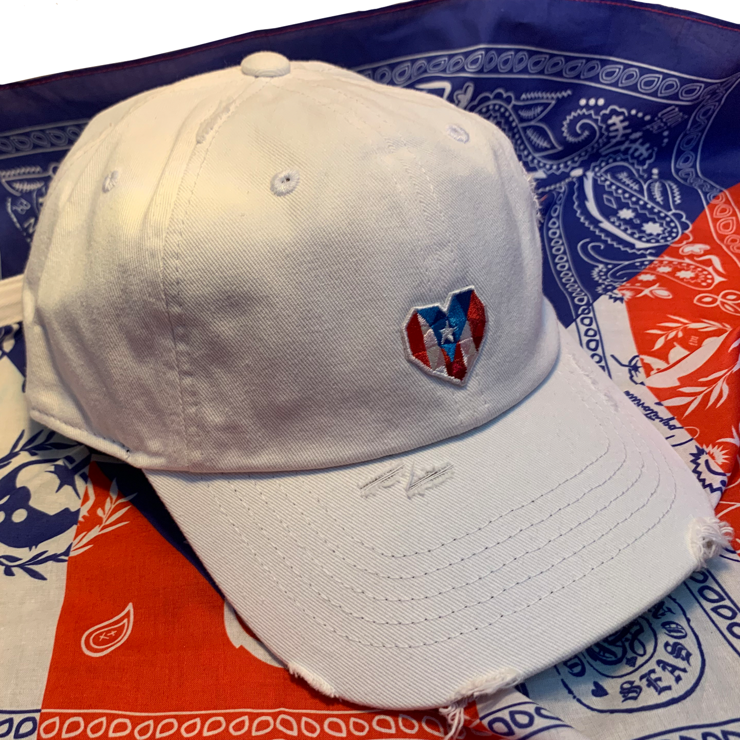 A3 - Mi Corazón Borincano - Distressed Dad Hat (Bori Blanco - Grito de Lares)