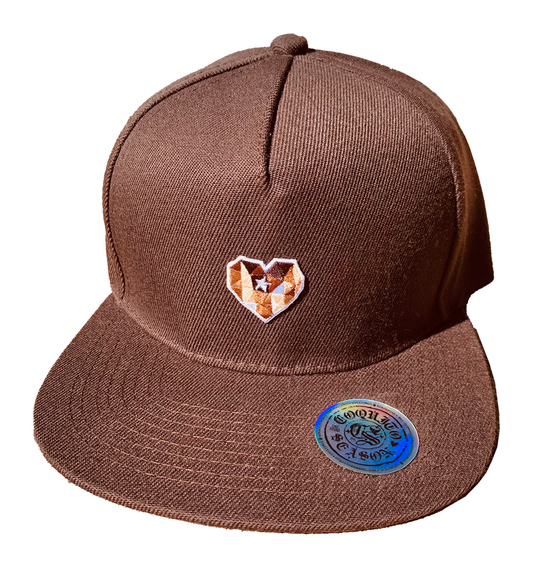 A2 - Corazón Borincano – Flat Bill Vintage Snapback (Brown)