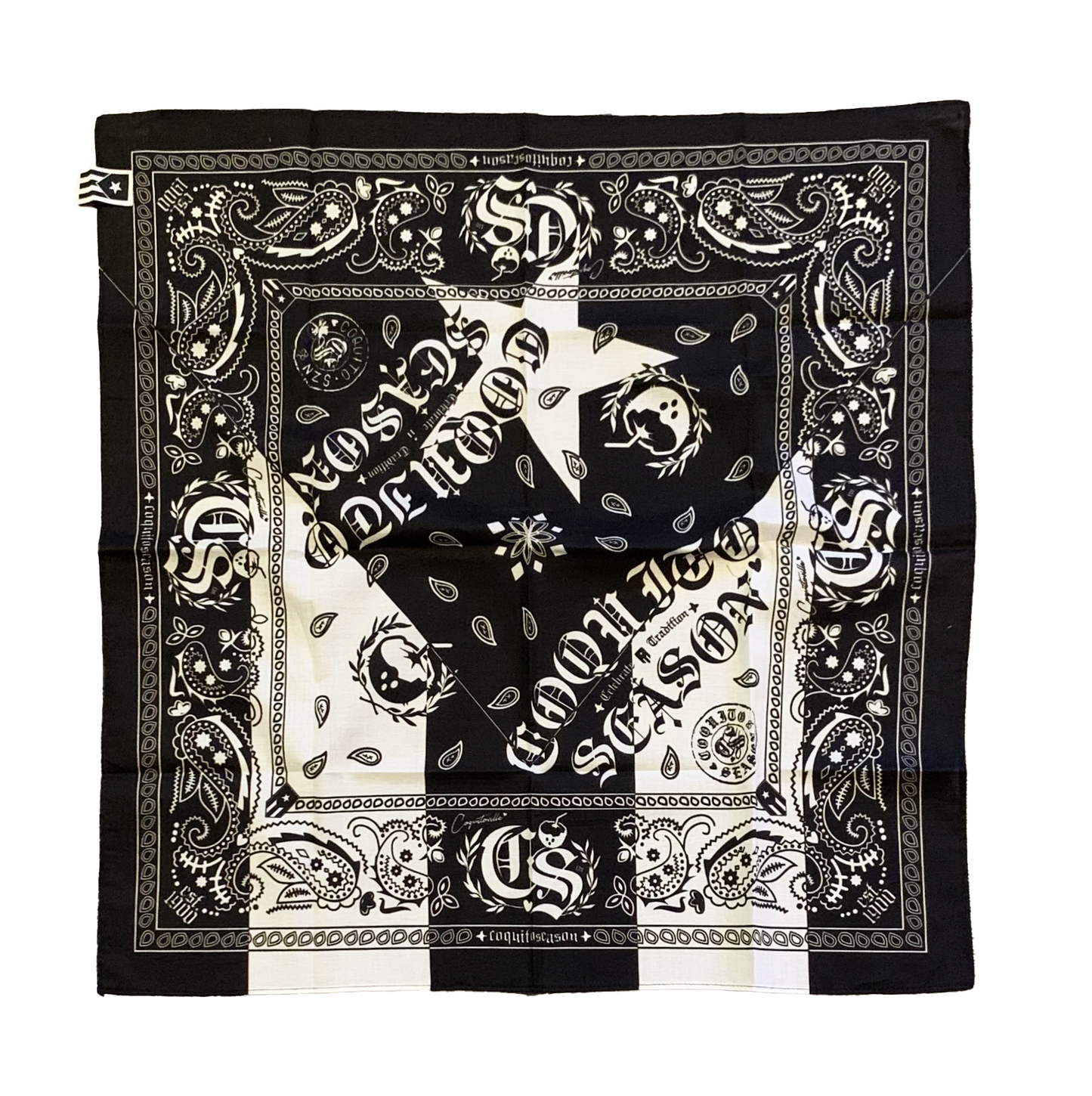 B2 - Bandana Puerto Rican Flag 🇵🇷 | Black Out | Premium 100% Cotton