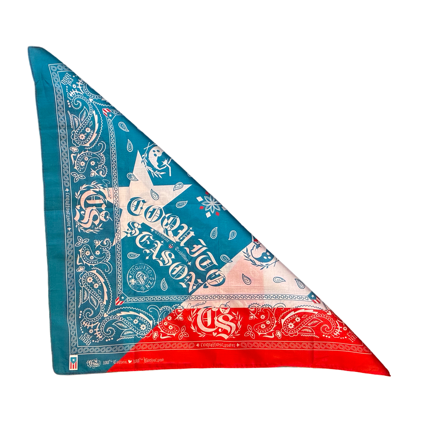 A1 - Bandana Puerto Rican Flag | Light Blue Twist | Premium 100% Cotton *NEW*