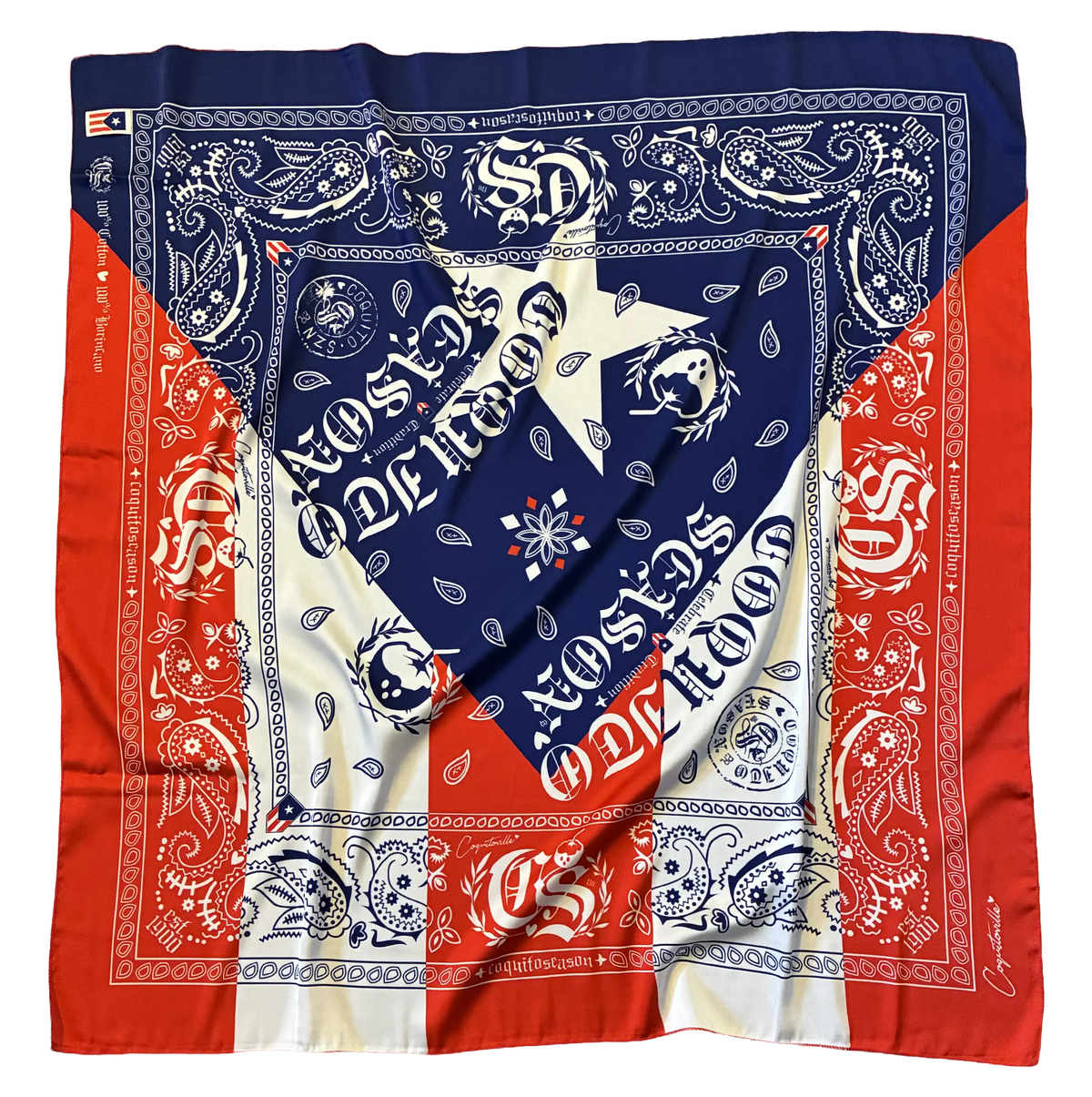 A1 - Bandana Puerto Rican Flag 🇵🇷 | Premium Satin XL Headwrap - Blue/Red/White *NEW*