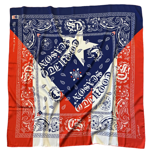 A2 - Bandana Scarves/Satin XL Headwrap - Blue/Red/White *NEW*