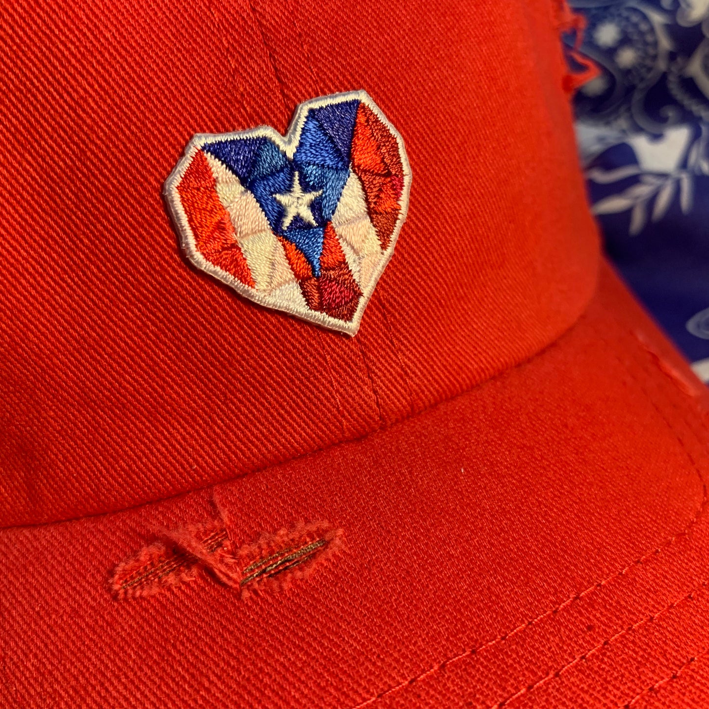 A2 - Mi Corazón Borincano - Distressed Dad Hat (Bori Red)