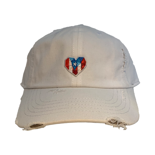 A3 - Mi Corazón Borincano - Distressed Dad Hat (Bori Blanco - Grito de Lares)