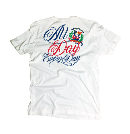 B5 - Dominican Pride Shield Logo Tee – “All Day, Every Day” Graphic T-Shirt 🇩🇴