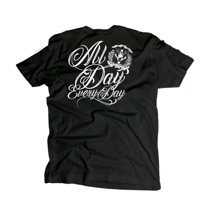 B5 - Dominican Pride Shield Logo Tee – “All Day, Every Day” Graphic T-Shirt 🇩🇴