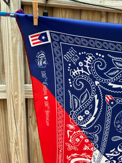 A1 - Bandana Puerto Rican Flag 🇵🇷 | Premium Satin XL Headwrap - Blue/Red/White *NEW*