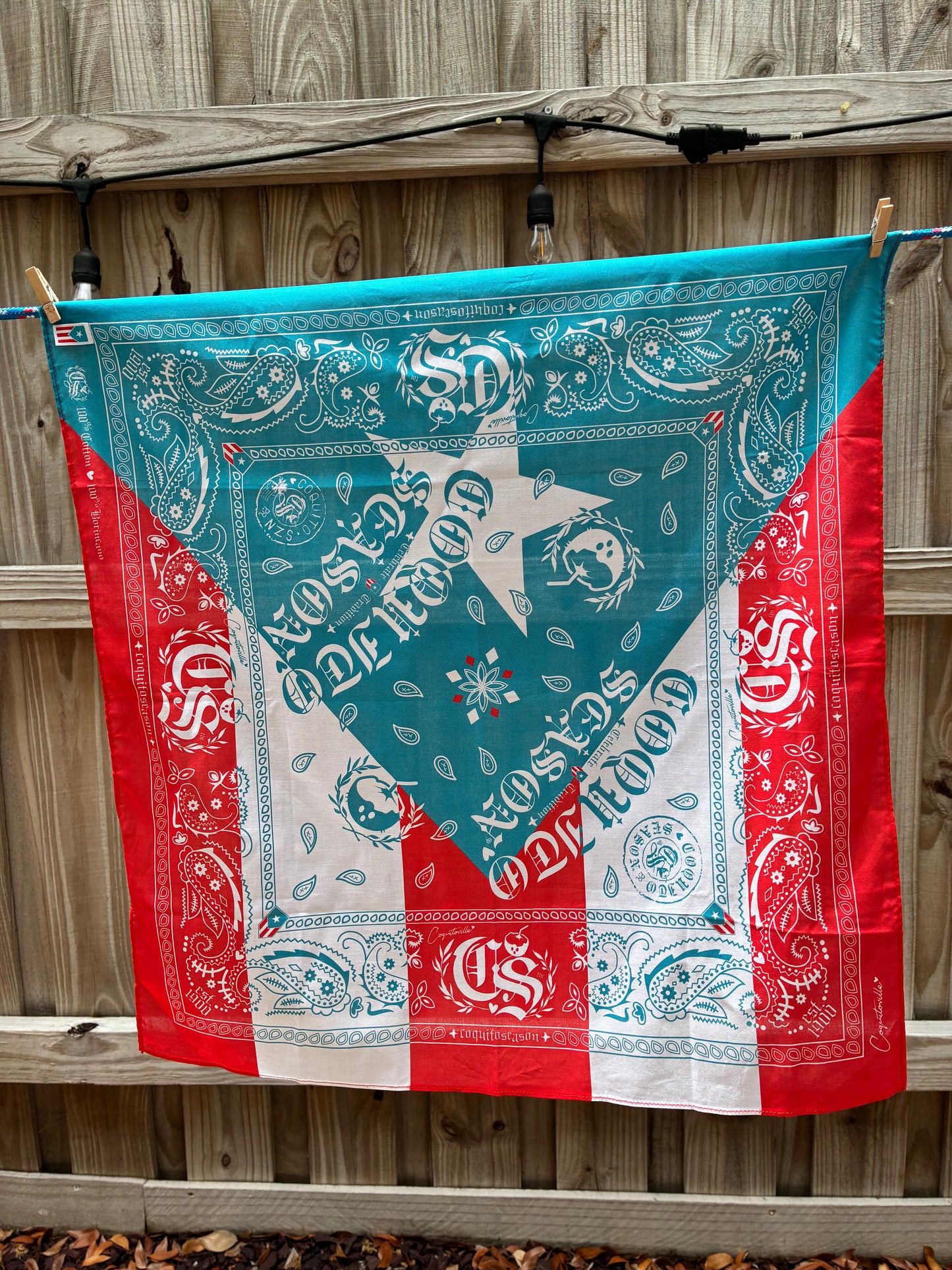 A1 - Bandana Puerto Rican Flag | Light Blue Twist | Premium 100% Cotton *NEW*