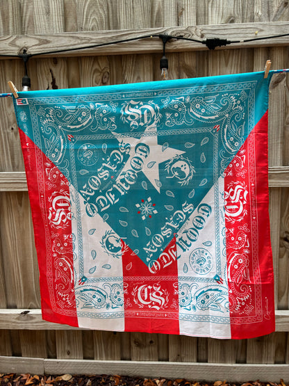 A1 - Bandana Puerto Rican Flag | Light Blue Twist | Premium 100% Cotton *NEW*