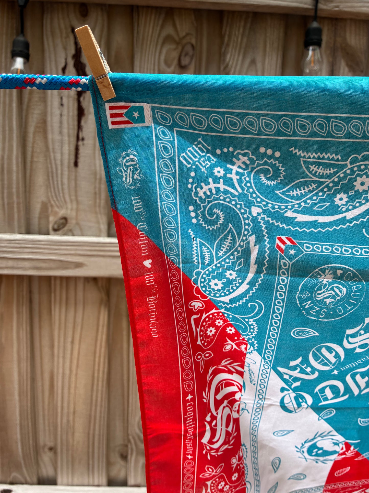 A1 - Bandana Puerto Rican Flag | Light Blue Twist | Premium 100% Cotton *NEW*
