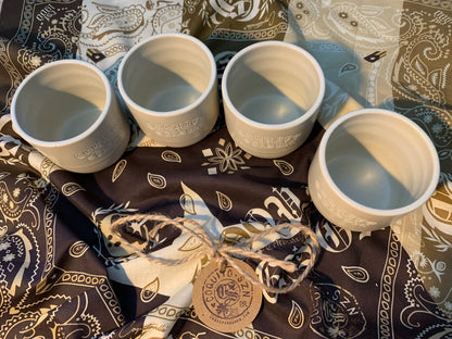 A1 - CoquitoSeason® Ceramic Engraved Coquito Shot Cups (4-Pack)