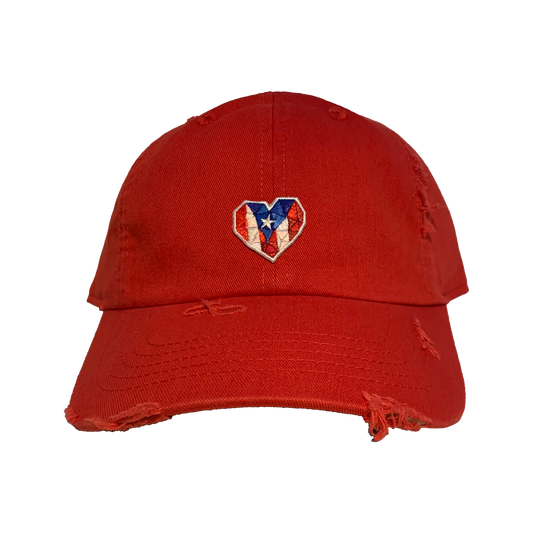 A2 - Mi Corazón Borincano - Distressed Dad Hat (Bori Red)