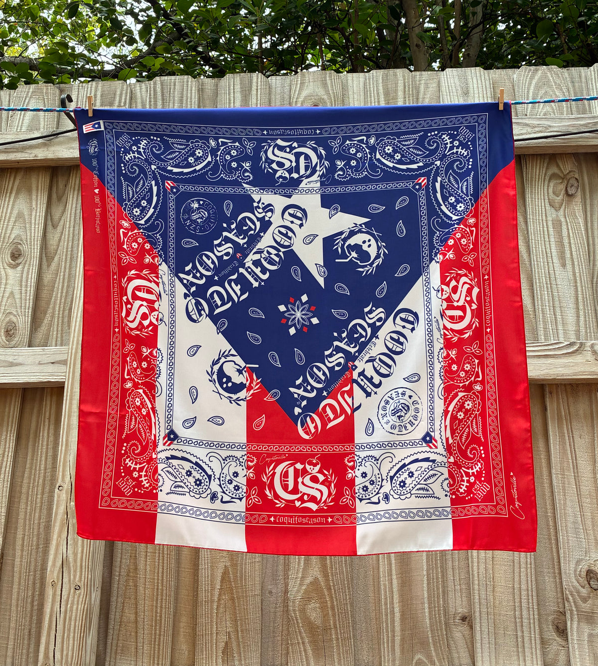 A1 - Bandana Puerto Rican Flag 🇵🇷 | Premium Satin XL Headwrap - Blue/Red/White *NEW*