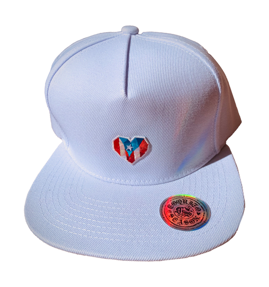 A2 - Corazón Borincano – Flat Bill Vintage Snapback (Blanco)